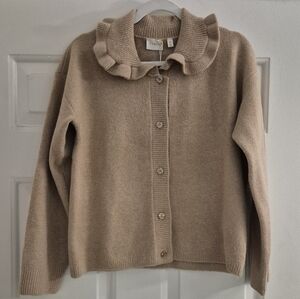 Cyrus Tan Ruffle Collar Sweater NWT